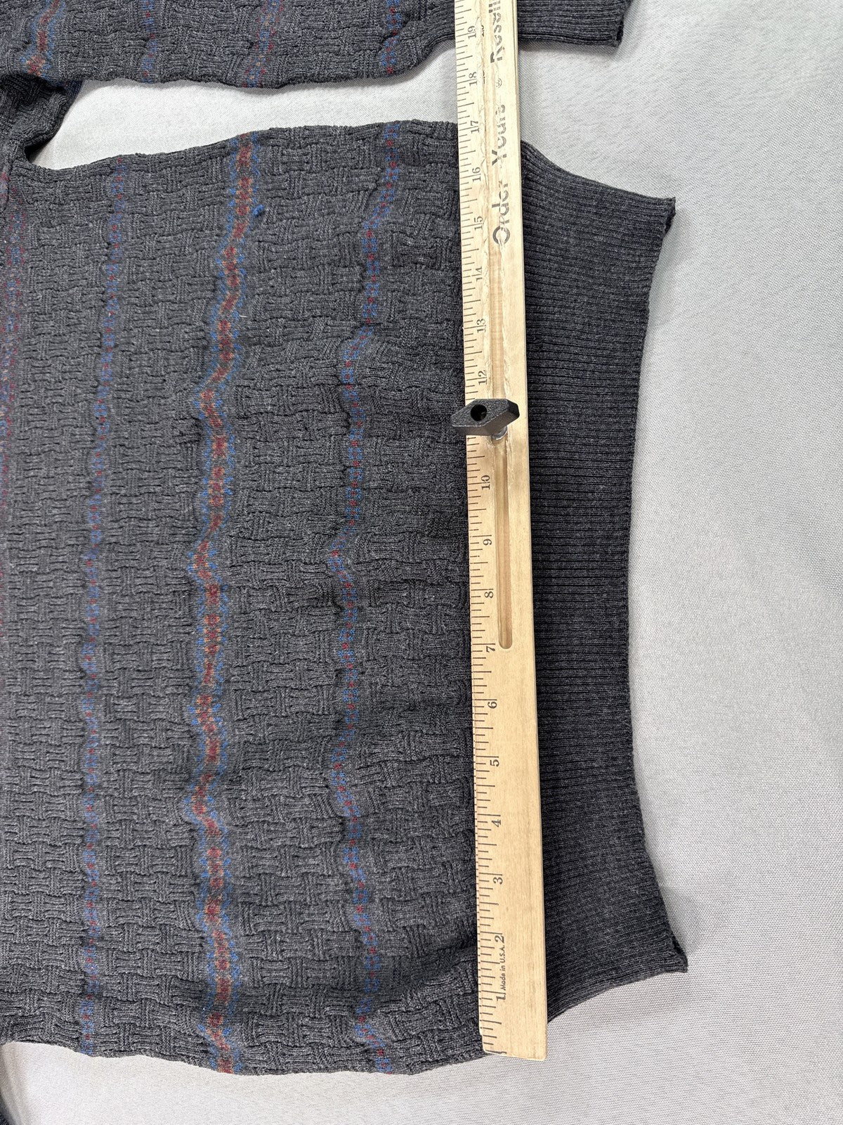 Nordstrom Classic Striped Sweater Medium Gray 100% Extra Fine Merino Wool