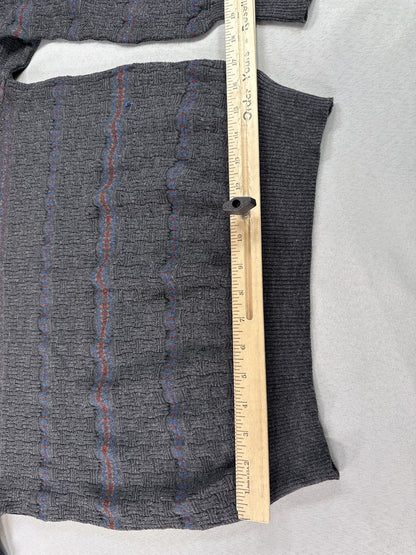 Nordstrom Classic Striped Sweater Medium Gray 100% Extra Fine Merino Wool