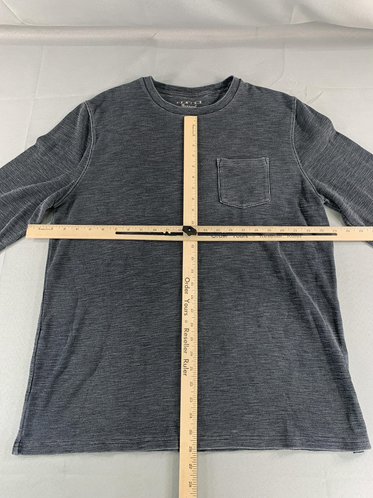 Lucky Brand Shirt Mens XL Gray Venice Burnout Long Sleeve Pocket Crewneck Casual
