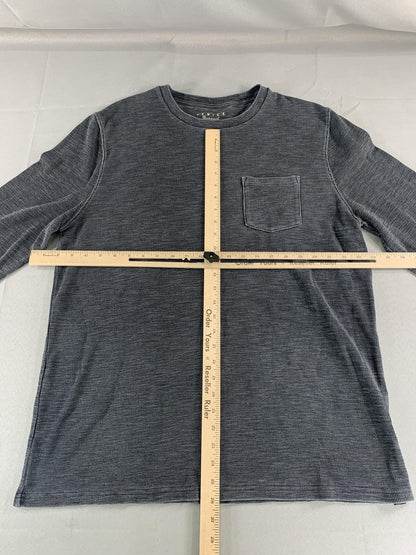 Lucky Brand Shirt Mens XL Gray Venice Burnout Long Sleeve Pocket Crewneck Casual