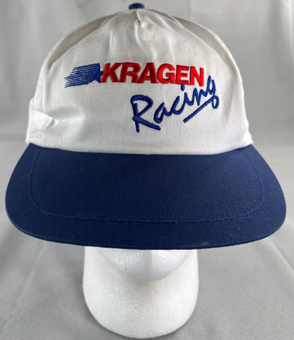 VTG Kragen Racing Snapback Hat White Blue 90s Promo Cap Taiwan Cotton OSFA NWT
