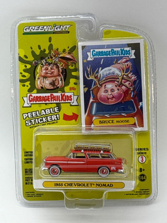 GreenLight Garbage Pail Kids 1955 Chevrolet Nomad Bruce Moose 1:64 Diecast