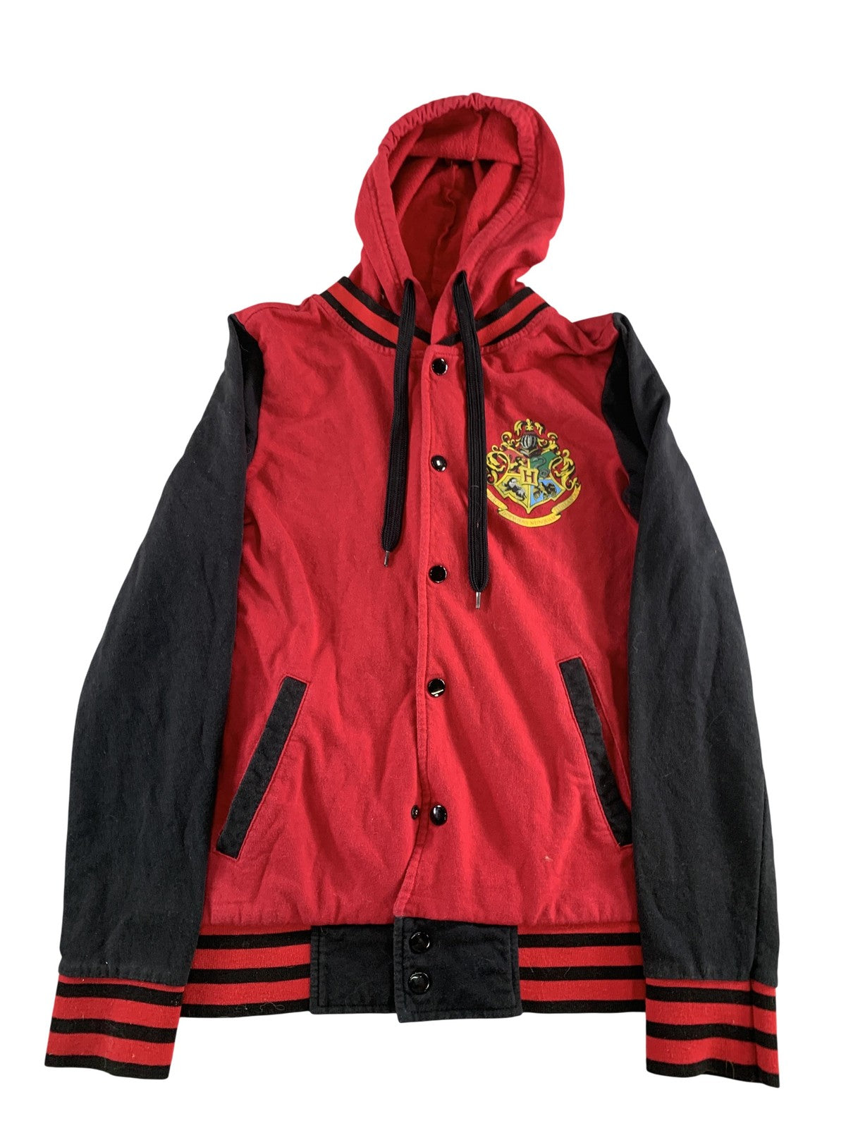Harry Potter Hogwarts Hoodie Unisex Kids Small Red Black Fleece Varsity Jacket