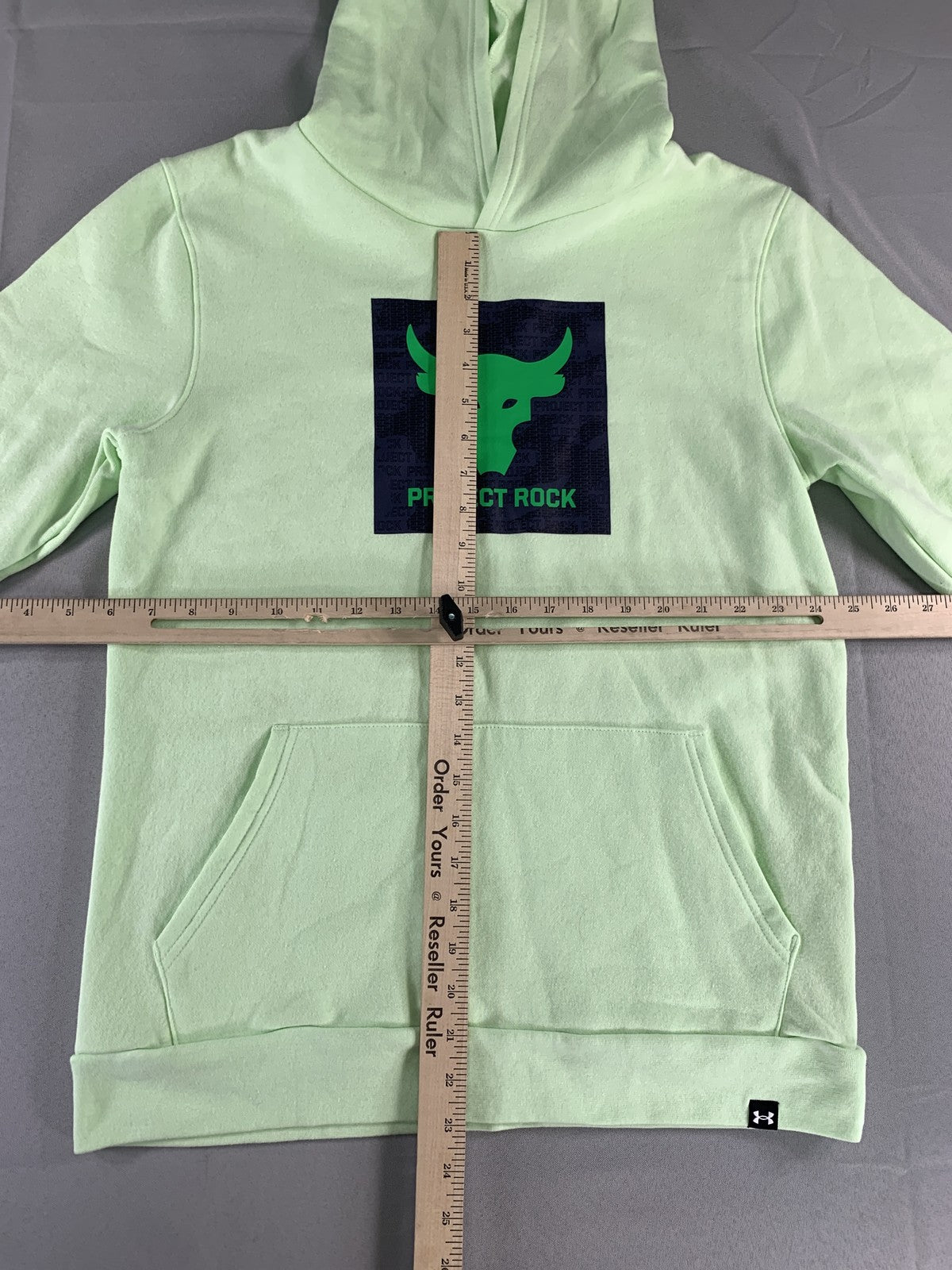 Under Armour Project Rock Hoodie Youth Extra Large Green Loose Fleece Sweatshirt