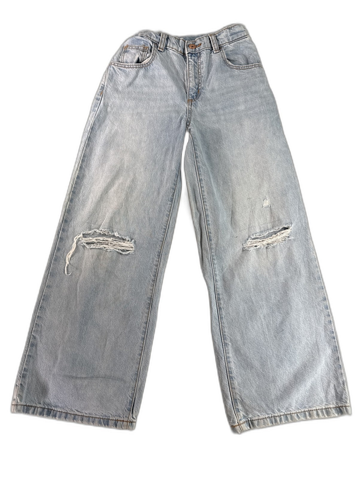 Art class Wide Leg Jeans Womens 8 Light Wash 100% Cotton Distressed Vintage