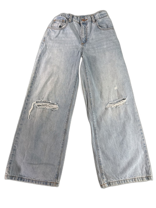 Art class Wide Leg Jeans Womens 8 Light Wash 100% Cotton Distressed Vintage