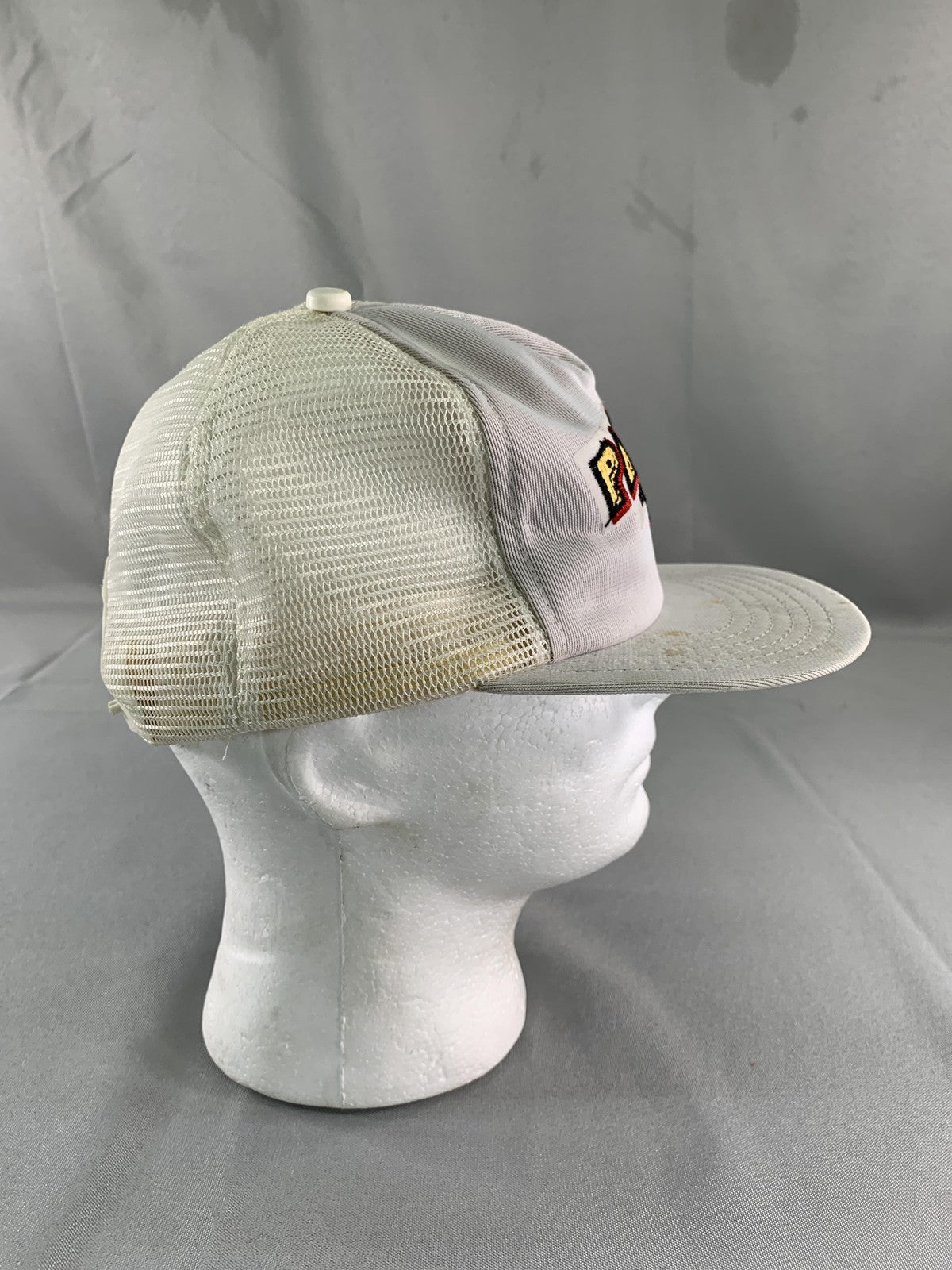 VINTAGE Pac-Man Hat Cap Snap Back White Trucker Mesh Embroidered Arcade Mens 90s