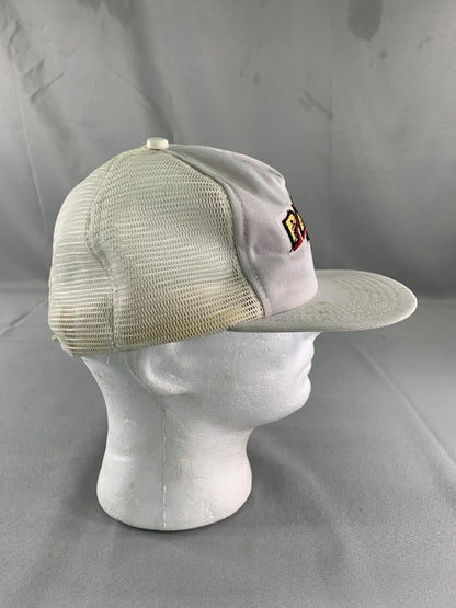 VINTAGE Pac-Man Hat Cap Snap Back White Trucker Mesh Embroidered Arcade Mens 90s