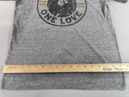 Zion Bob Marley Graphic Tee Grey Cotton Blend Short Sleeve Crewneck Reggae
