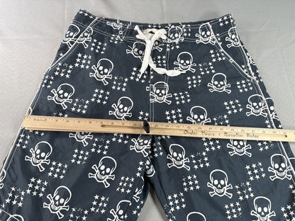 Cedarwood State Skull Pirate Swim Shorts 34 Black White 100% Polyester All