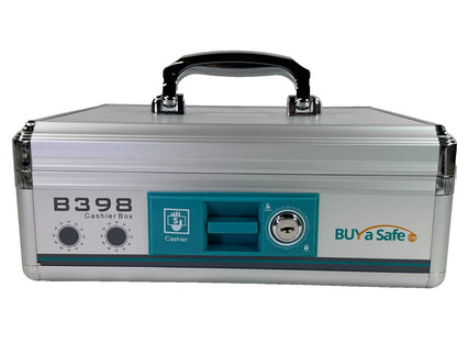 NEW Buy a Safe B398 Aluminum Cashier Box Lockable Cash Drawer NIB w/ Keys 2600