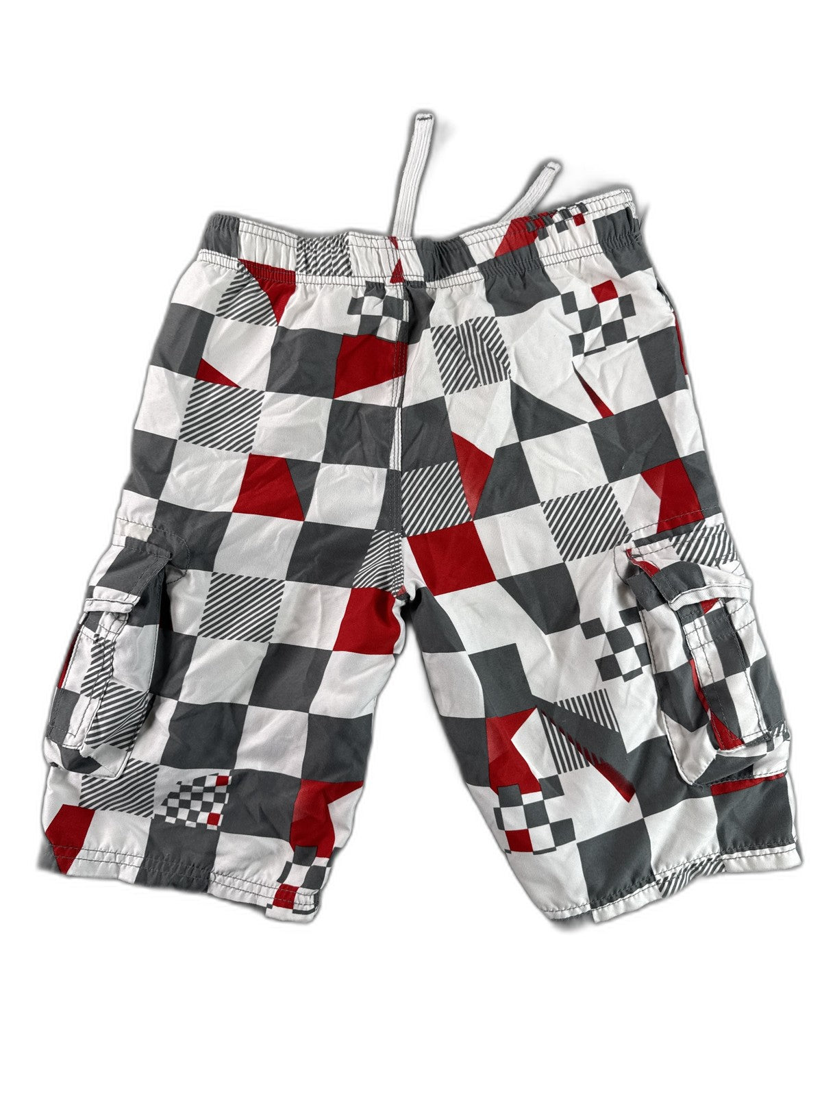 REBEL ACTIVE Streetwear Cargo Shorts YEARS 140CM Gray Red White Cotton Regular