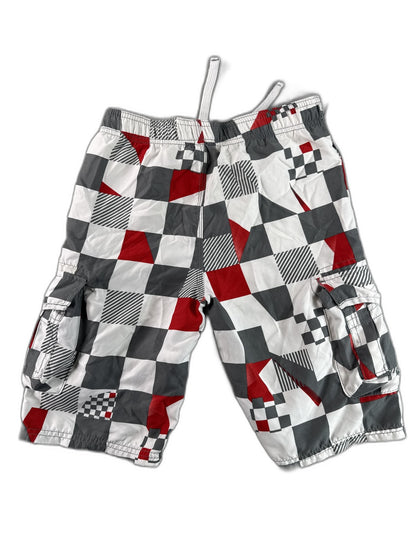 REBEL ACTIVE Streetwear Cargo Shorts YEARS 140CM Gray Red White Cotton Regular