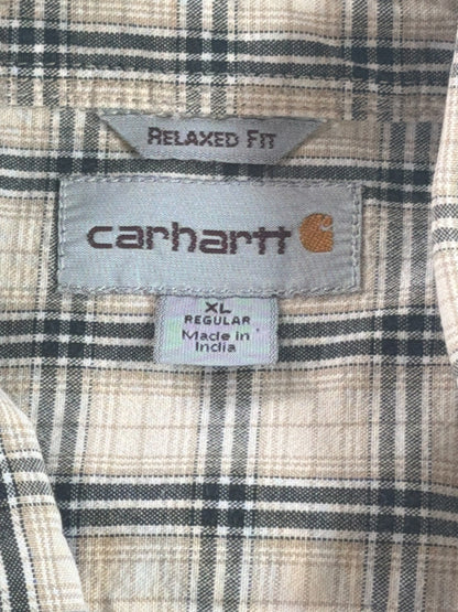 Carhartt Relaxed Fit Mens XL Short Sleeve Plaid Button Down Work Shirt Cotton