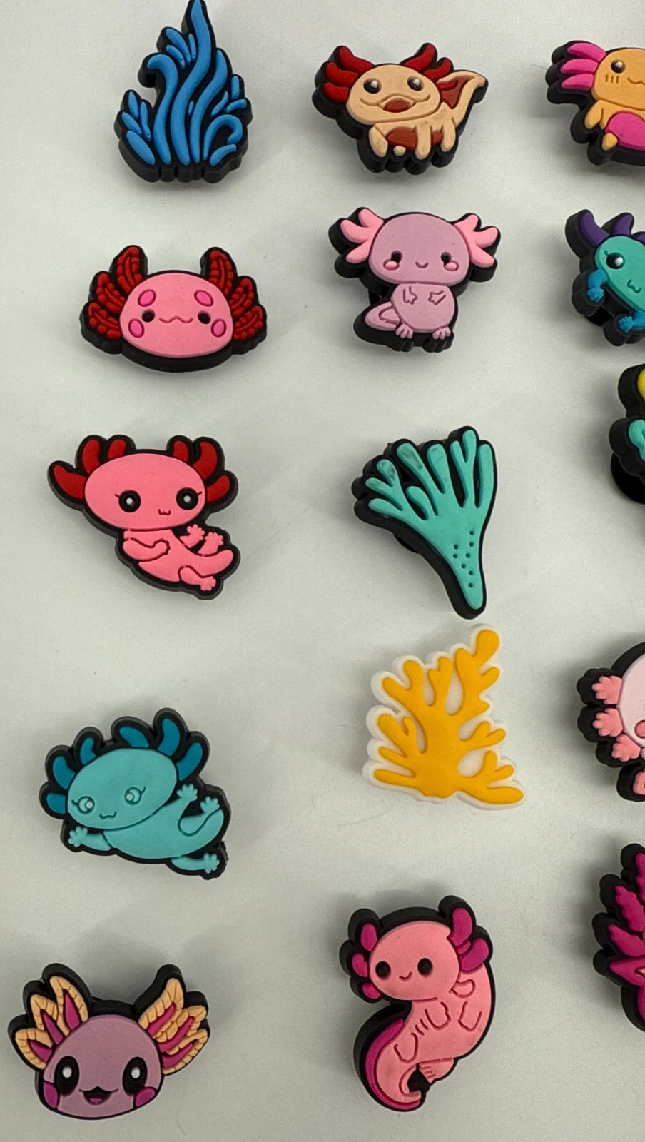20PC Axolotl Shoe Charms Set Cute Cartoon Sea Creatures Fits Crocs Water Shoes