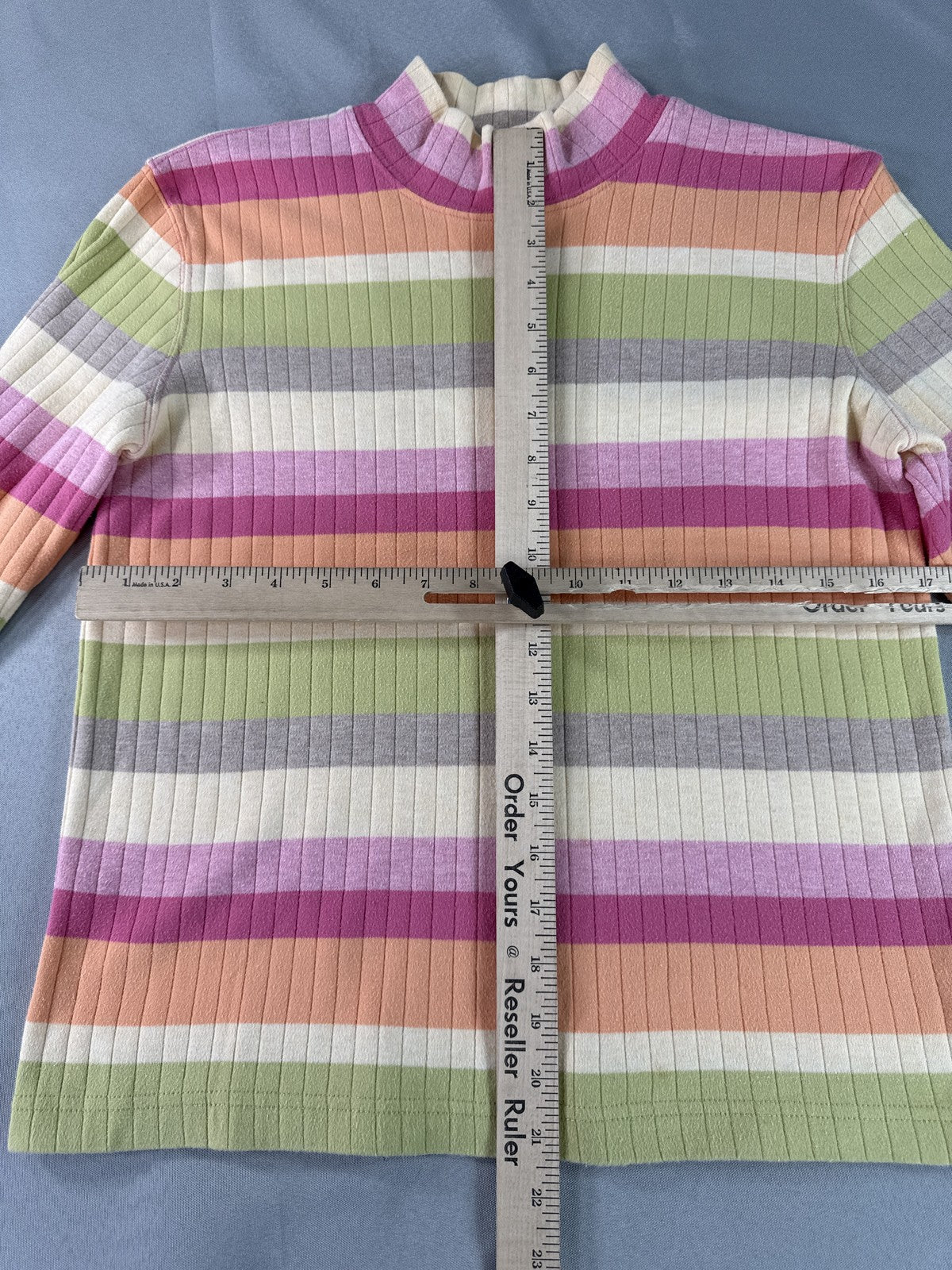 Talbots Striped Pullover Sweater Womens S Multicolor 100% Cotton High Neck Long