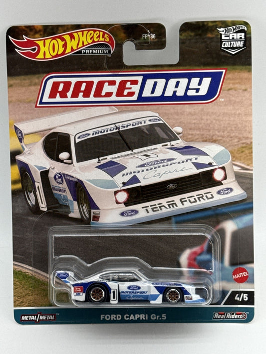 Hot Wheels Premium Ford Capri Race Day Diecast Car 1:64 Scale Real Riders Metal