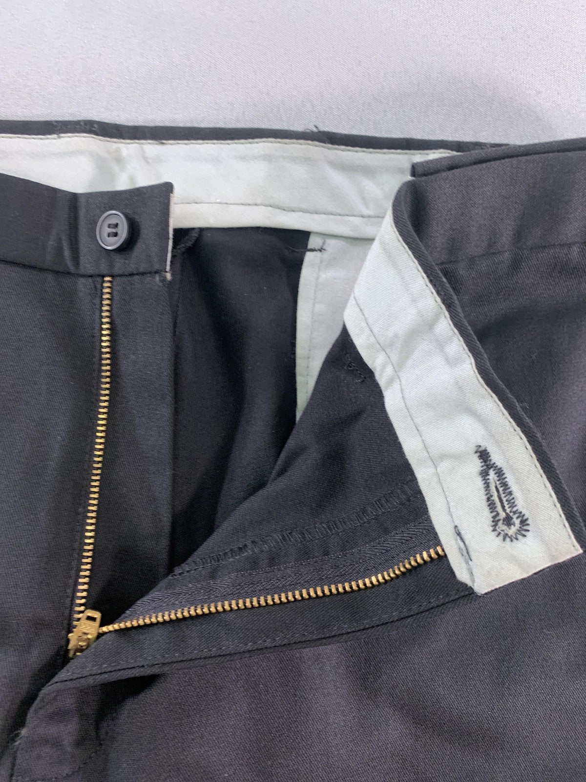 Edwards Chino Pants Mens 36 Black Flat Front Poly Cotton Uniform Work Unbranded