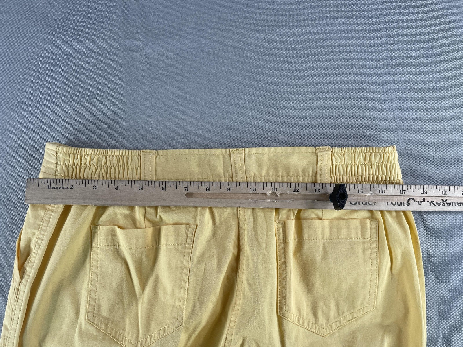 Karen Scott Pants Womens 10 Yellow Cropped Capri Cotton Spandex Stretch Casual