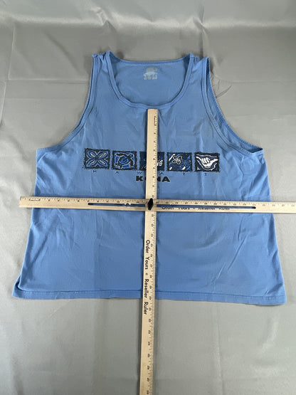 Kona Hawaii Tank Top Womens Medium Blue Sleeveless Aloha Tropical Graphic Shirt