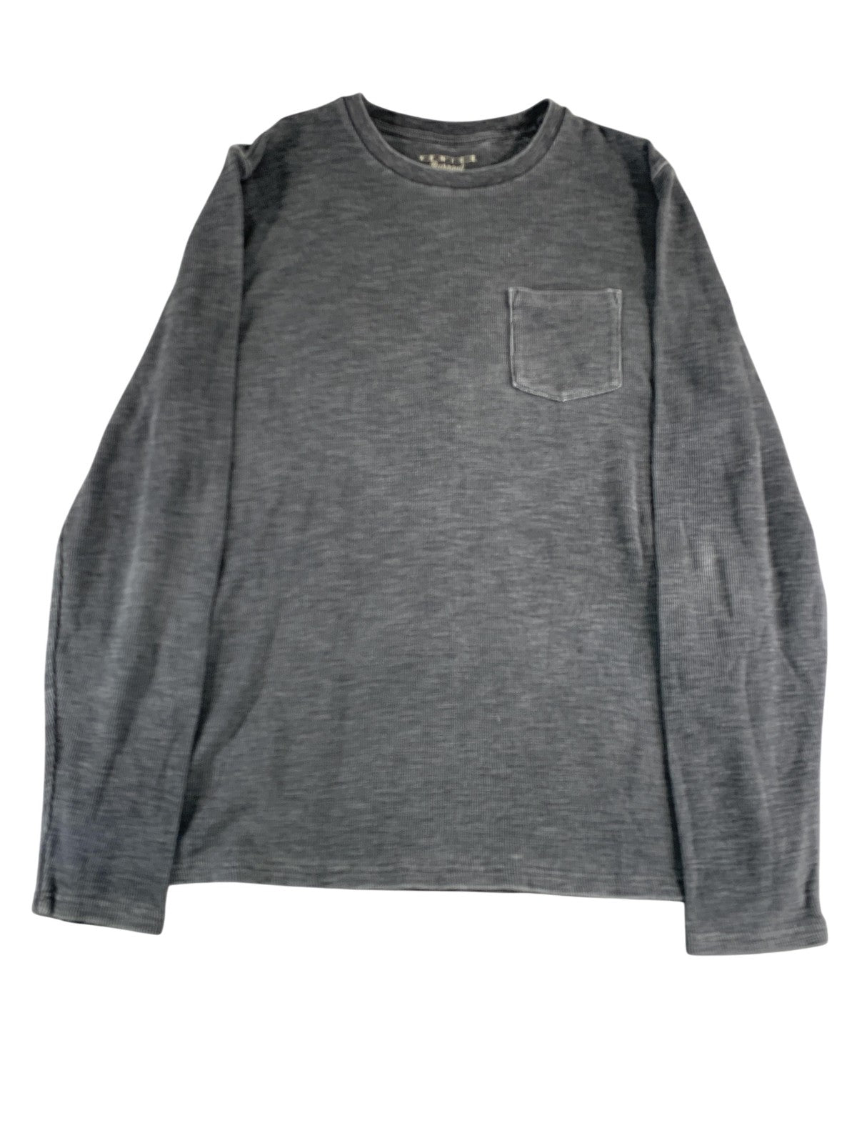 Lucky Brand Shirt Mens XL Gray Venice Burnout Long Sleeve Pocket Crewneck Casual