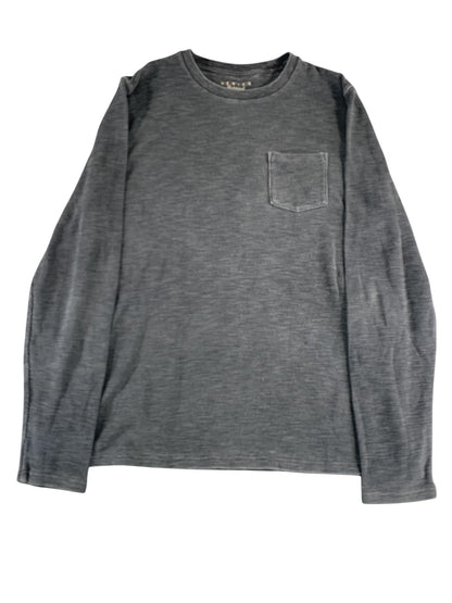 Lucky Brand Shirt Mens XL Gray Venice Burnout Long Sleeve Pocket Crewneck Casual