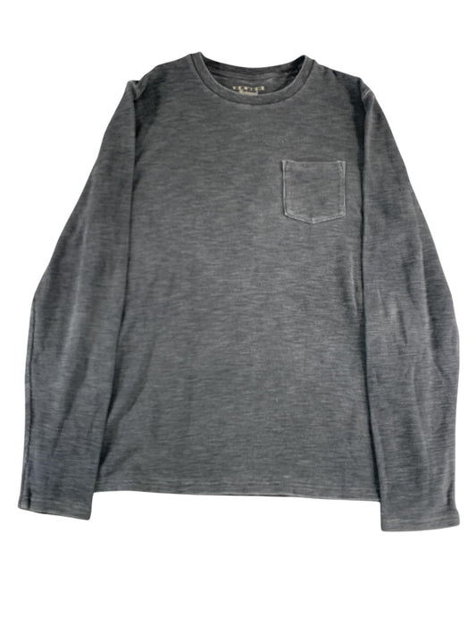 Lucky Brand Shirt Mens XL Gray Venice Burnout Long Sleeve Pocket Crewneck Casual