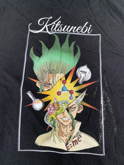 Kitsunebi Shirt Mens Small Black Anime Science Graphic Tee Streetwear Fox Logo