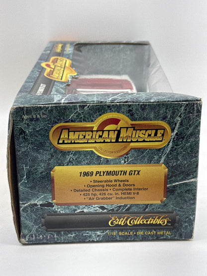 Ertl Collectibles Plymouth GTX Diecast Model Car 1:18 Scale White/Red Metal Hemi