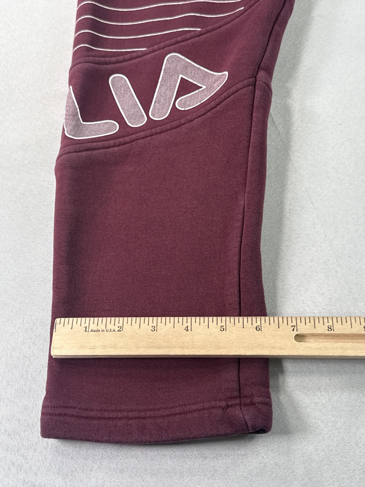 FILA Burgundy Joggers Pants L Cotton Blend Graphic Elastic Waistband Drawstring