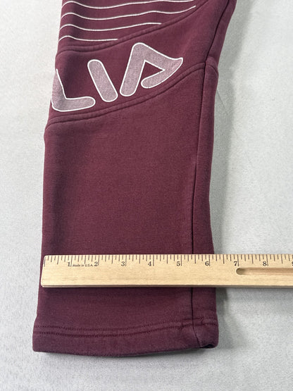 FILA Burgundy Joggers Pants L Cotton Blend Graphic Elastic Waistband Drawstring