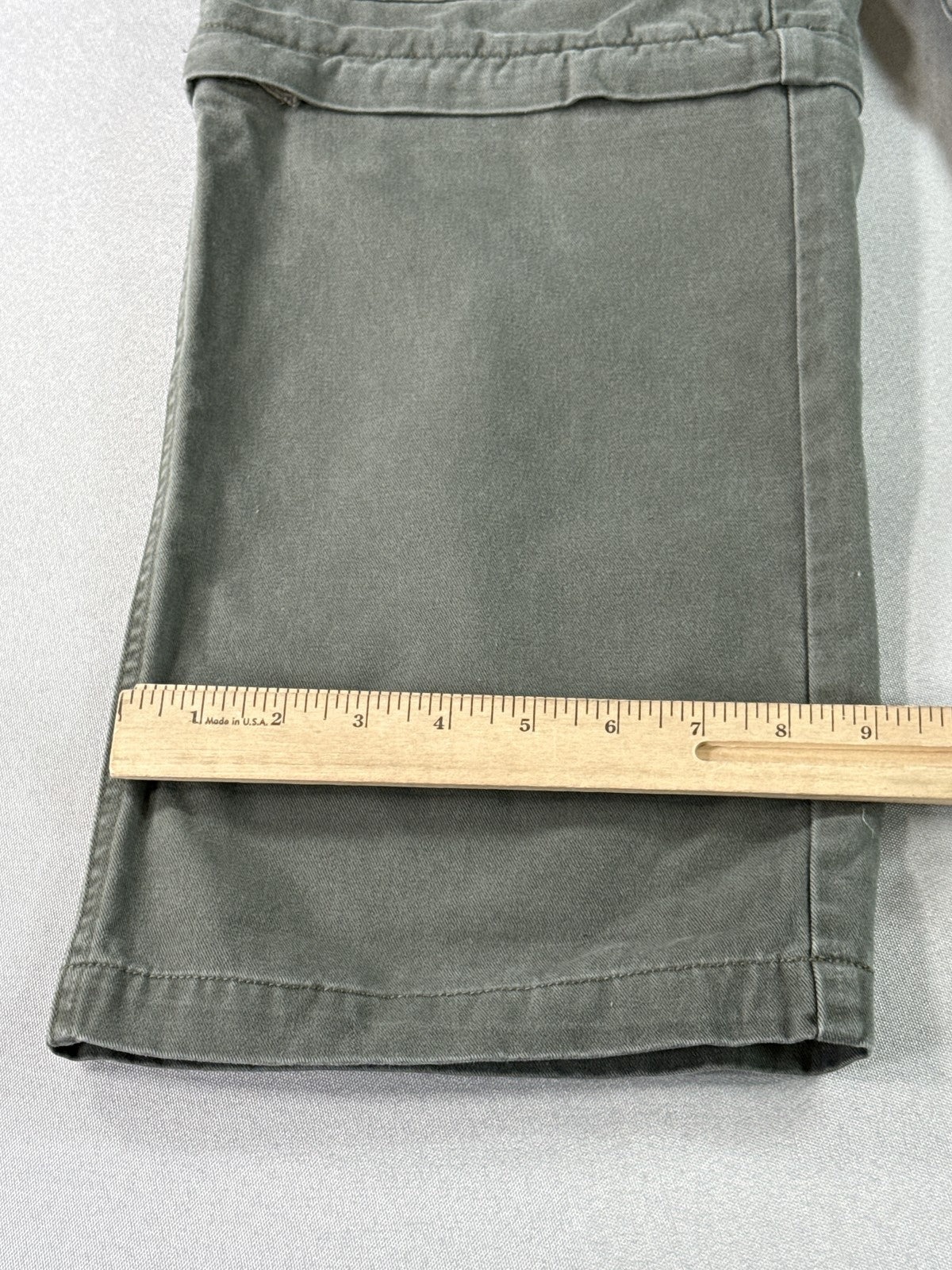 CHEROKEE Cargo Pants Mens 12 Olive Green 100% Cotton Relaxed Fit Convertible