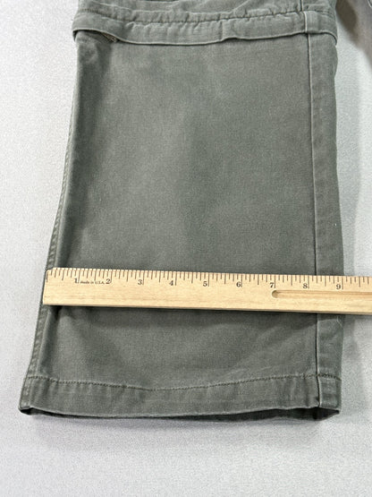 CHEROKEE Cargo Pants Mens 12 Olive Green 100% Cotton Relaxed Fit Convertible