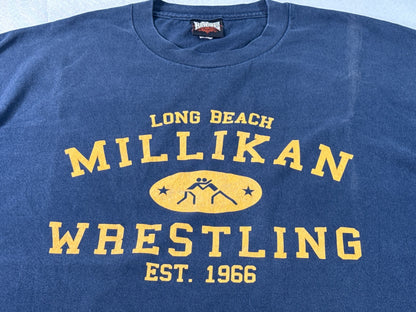 Rothco Millikan Wrestling Graphic Tee Blue Cotton Short Sleeve Crewneck