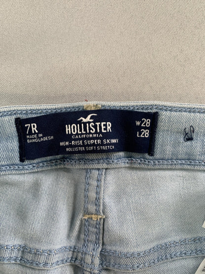 Hollister Jeans Womens 28 Light Blue High-Rise Super Skinny Distressed Ripped 7R