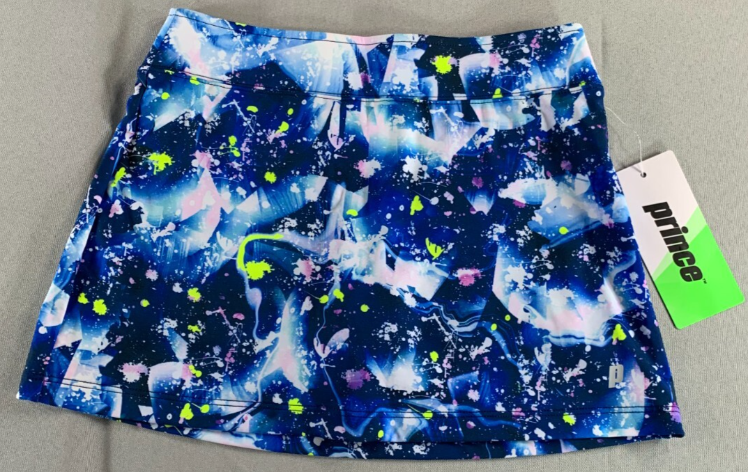 Prince Girls Tennis Skort S 8-9 Cosmic Confetti Blue Stretch Wicking NWT Apparel