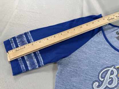 Majestic St. Louis Blues NHL Raglan Tee L Short Sleeve L/G/G Gray Cotton Womens