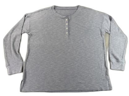 American Eagle Henley S Shirt Mens S/P Gray Cotton Blend Regular Fit Long Sleeve