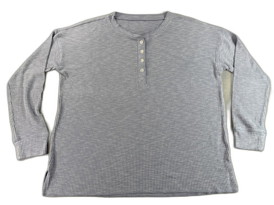 American Eagle Henley S Shirt Mens S/P Gray Cotton Blend Regular Fit Long Sleeve