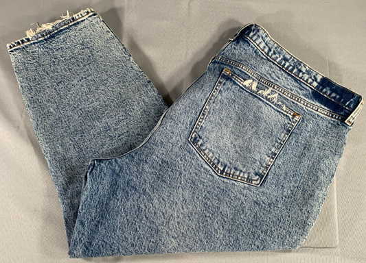 Abercrombie Mom Jeans 36 22S High Rise Distressed Light Wash Raw Hem 90s Fit Red