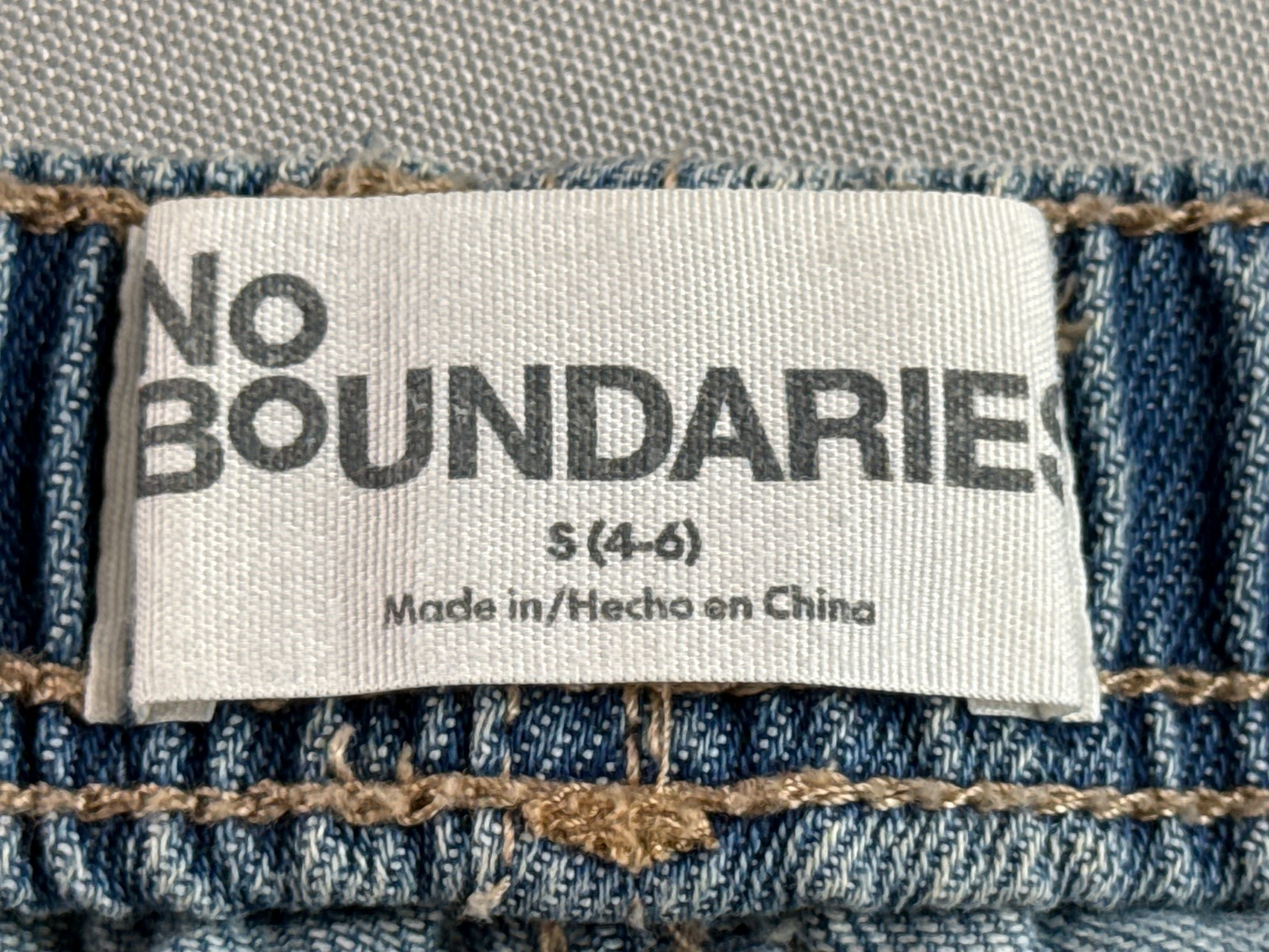 No Boundaries Cargo Jeans Womens S 4-6 Light Wash Wide Leg Drawstring Denim