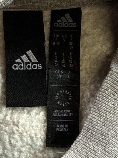 adidas Sweatshirt S Grey Cotton Blend Crewneck Long Sleeve Regular Fit Graphic