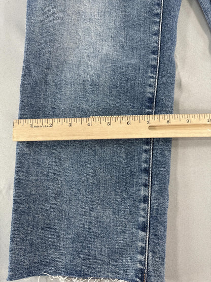 Express Womens Jeans Size 0 Short Blue High Rise Relaxed Straight Distressed 13