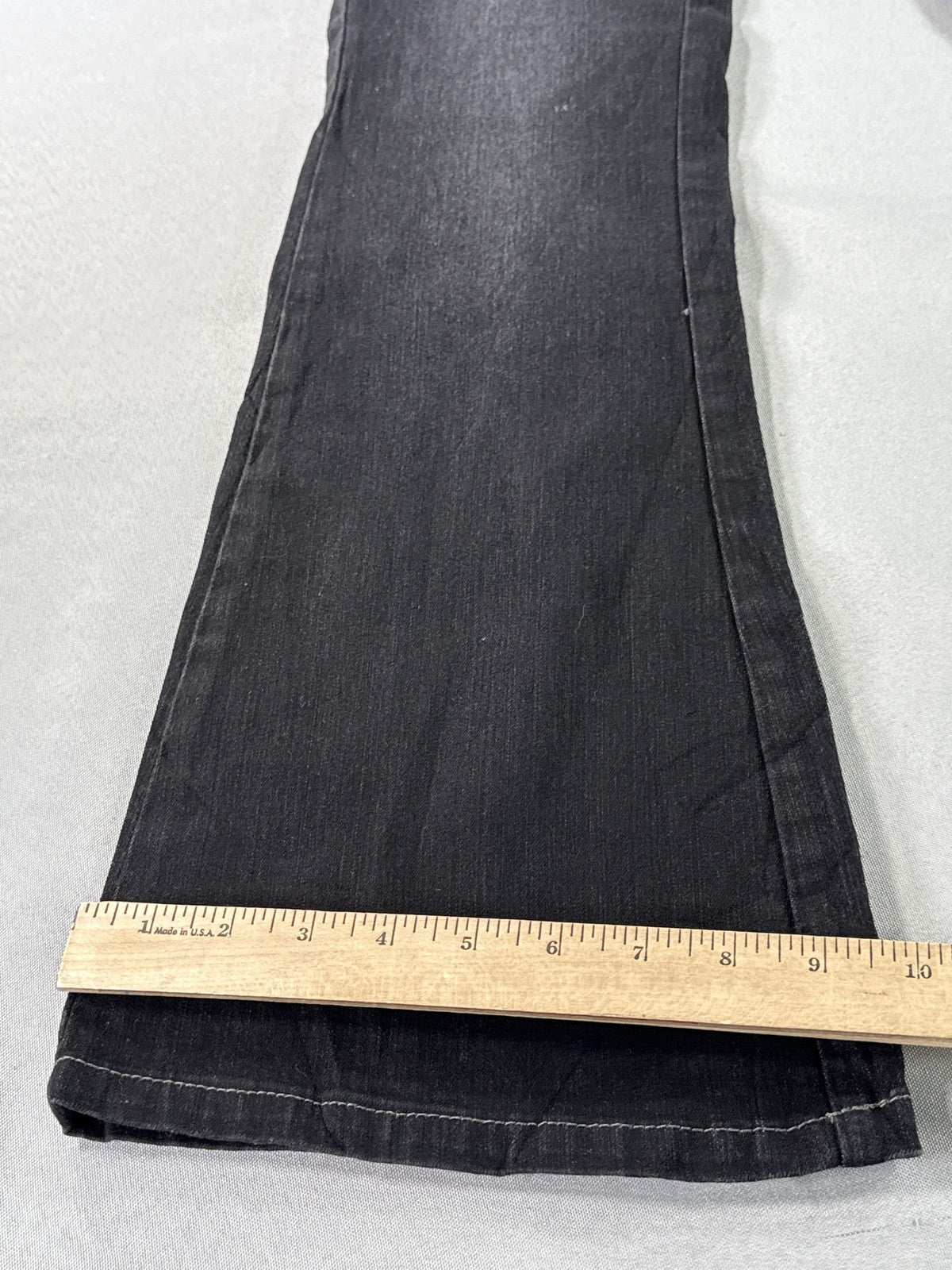 Faded Glory Flared Jeans 16R Womens 22x30 Black Denim Bell Bottom High Rise