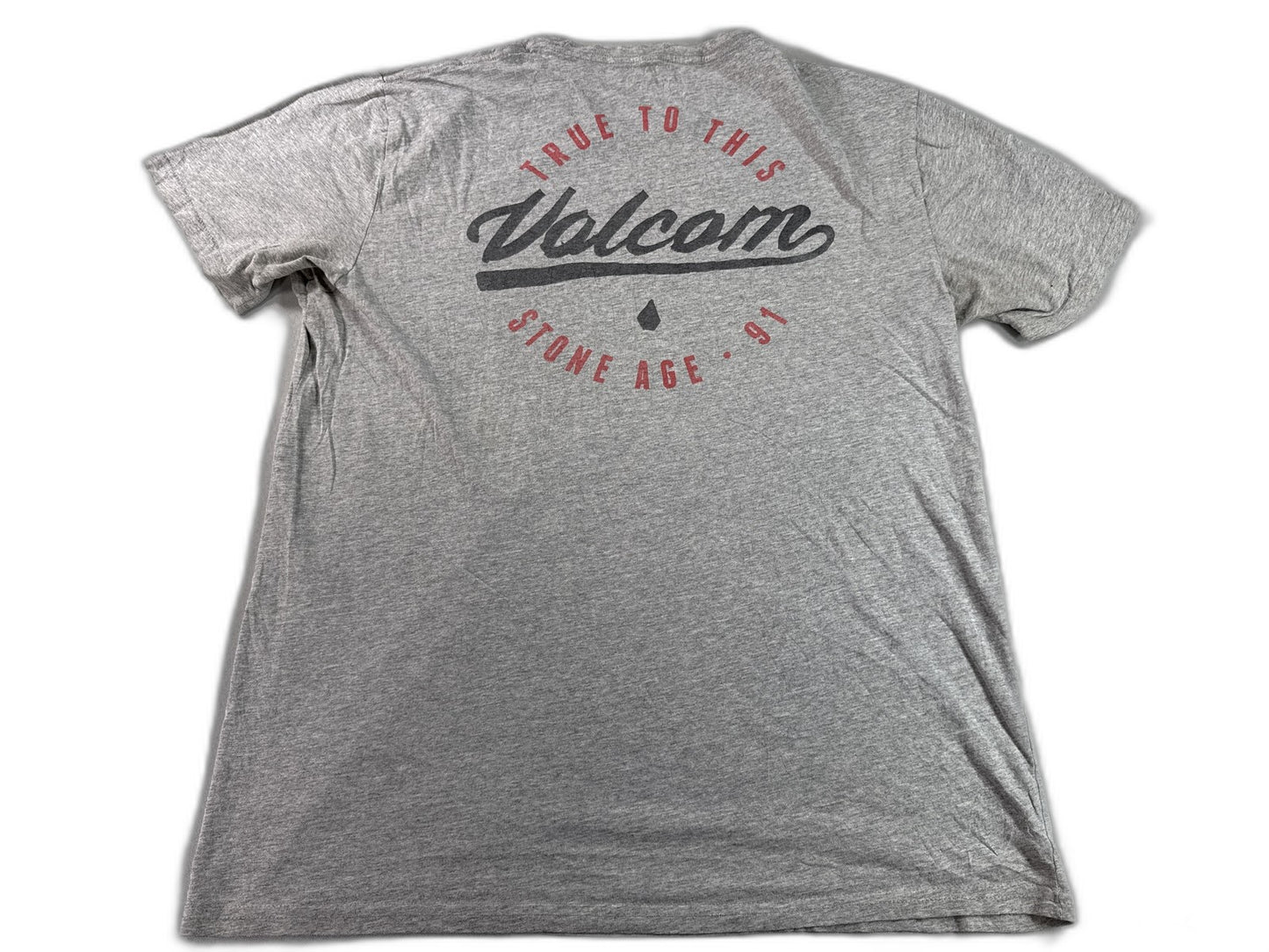 Volcom Graphic Tee S Mens Gray Cotton Blend Short Sleeve Crewneck Regular Fit