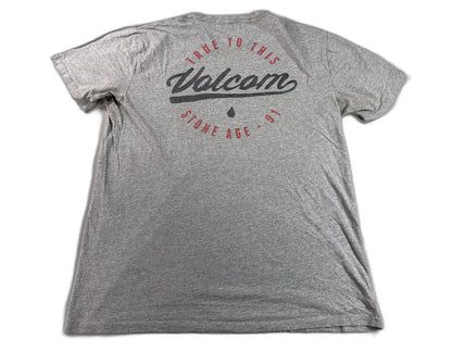 Volcom Graphic Tee S Mens Gray Cotton Blend Short Sleeve Crewneck Regular Fit
