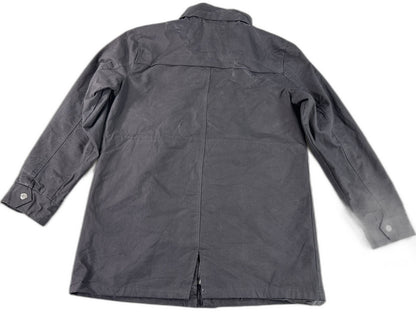TOP THREADS Utility Jacket Mens Black Canvas Hooded Heavy Duty Snap Closure L