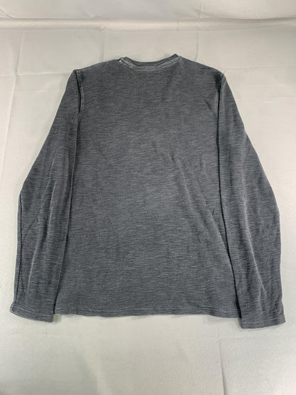 Lucky Brand Shirt Mens XL Gray Venice Burnout Long Sleeve Pocket Crewneck Casual