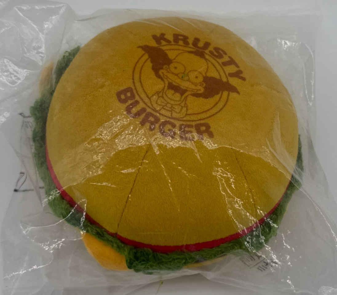 Krusty Burger Plush Hamburger The Simpsons Universal Studios Sealed Collectible