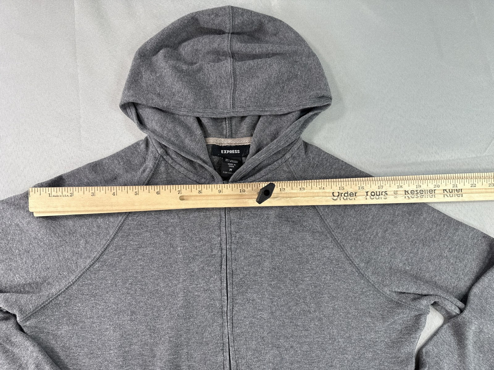 EXPRESS Zip Up Hoodie Gray Cotton Spandex Lightweight Full Long Sleeve Hooded M